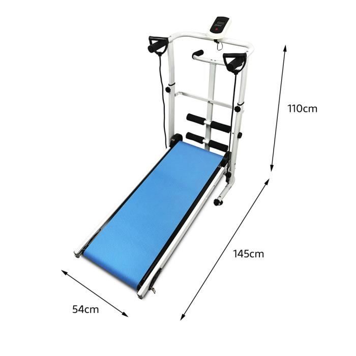 KEISHA°Tapis de Course Tapis Roulant Multifonctionnel 3 EN 1 avec Écran Led Tapis de Marche Bleu