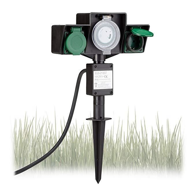 4 positions extérieures de distribution d/'alimentation électrique jardin parterre alu Piquet Fourre-Boîte en acier inoxydable