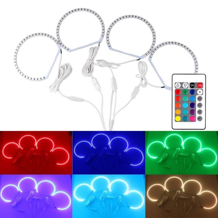 4pcs multi-couleur RVB de voitures Angel Eyes halo de lumière à distance Anneau Phare pour BMW E39 M3 E46 E36 E38 TZ (131mm Dia)