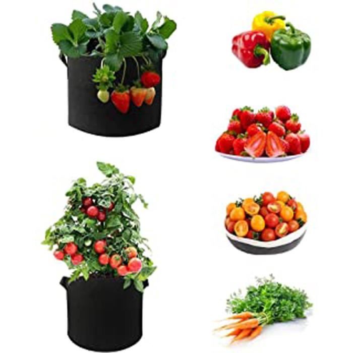 Sac De Culture De Tomates En Tissu Non Tissé Respirant, Épais Et Résistant Pour Jardin-Extérieur - Pour Fleurs, Légumes, Pommes De T