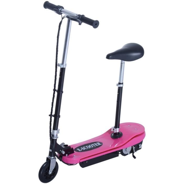 HOMCOM Trottinette électrique Pliable 120 W Enfant 7 à 12 Ans lumière LED Hauteur Guidon et Selle réglable 10 Km-h Max. Rose27