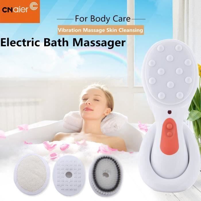 Kit Massage Corps Bain + 3 Brosse USB Anti-cellulite Peau Beauté Fatigue Traitement Electrique Etanche Ma13427