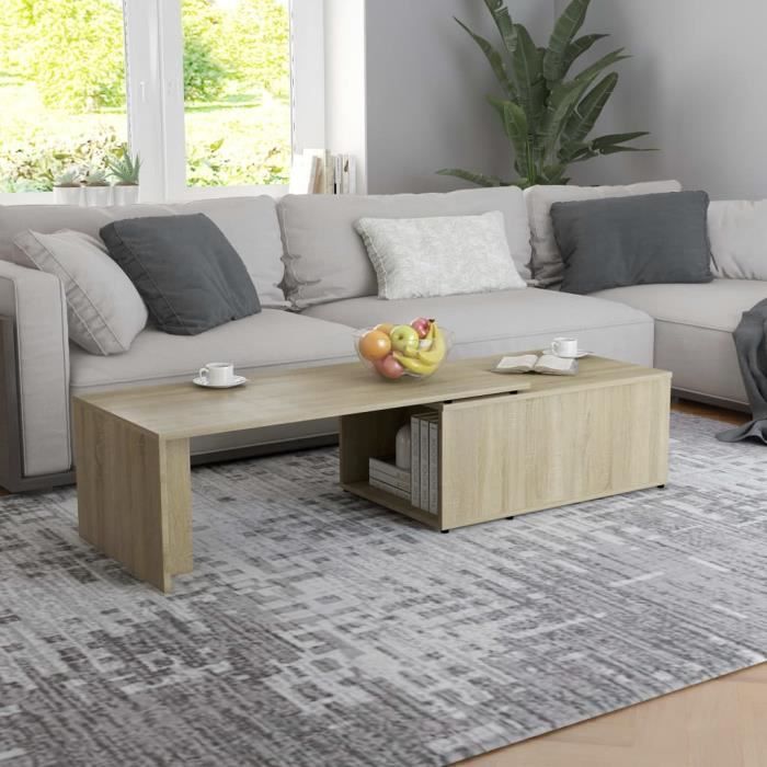 Table basse style Scandinave - Table de salon Table Café Chêne sonoma 150x50x35 cm Aggloméré Parfait #225420
