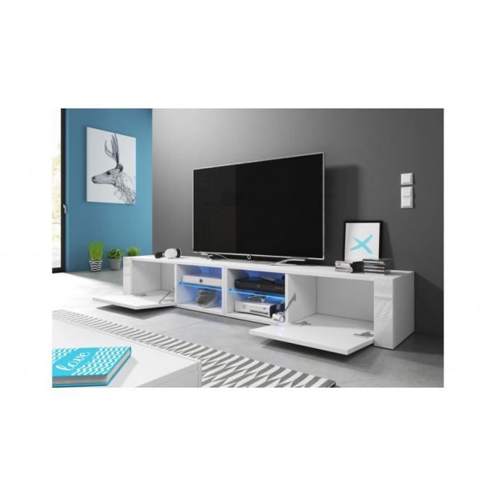 Meuble TV BEST , 200 cm, laqué blanc - Meuble TV