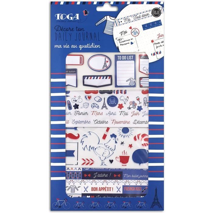 Toga Kit de décoration Bullet Journal - Frenchy, Bleu, Blanc et Rouge, taille unique