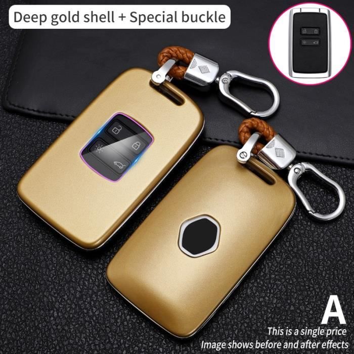 Coque clé,Étui pour clé télécommande en Fiber de carbone, pour voiture Renault Megane Koleos, Kadjar, Talisman - Type Deep Gold