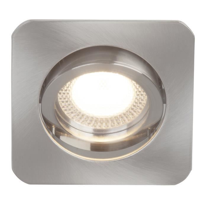 BRILLIANT Spot encastré orientable LED Easy Clip forme carrée diamètre 8 cm GU10 5W acier