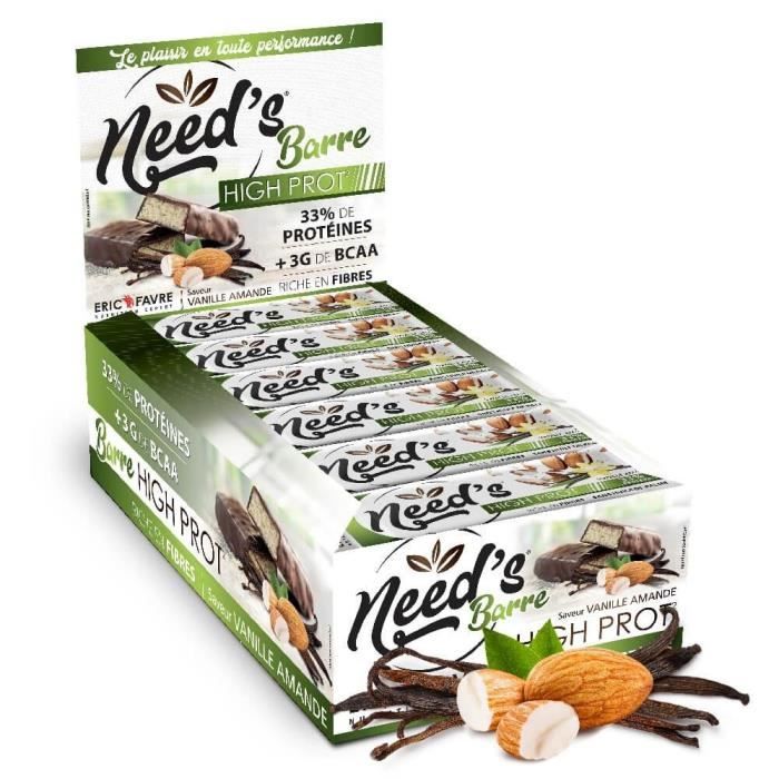 Eric Favre - Barres Protéinées Need's High Protein - Proteines - Vanille - Amande - Display de 20 unités