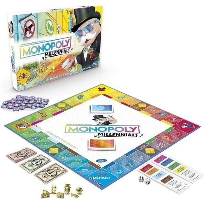 Monopoly Millennials - Jeu de société - Jeu de plateau - Edition spéciale Génération Y des années 1990