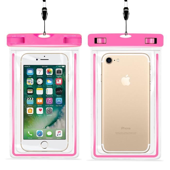 Pochette Etanche Téléphone Sac Housse pour iPhone XS MAX, XR, XS, X, 8, 8 Plus,Ipod Touch 5, Touch 6 -rose