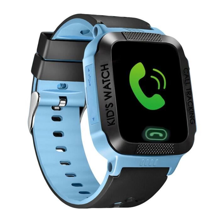 Montre de positionnement de téléphone intelligent pour enfants écran couleur tactile, trois générations de noir et bleu tactile + ph