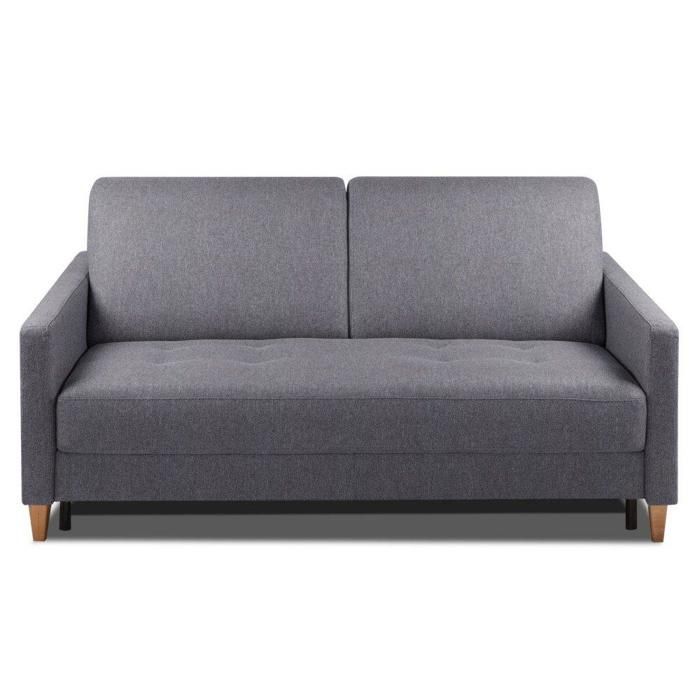 Canapé convertible OGGETTO matelas 16 cm système express sommier lattes 120cm RENATONISI velours gris anthracite gris Velours Insid