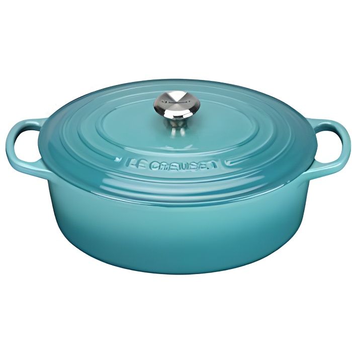 Le Creuset 21178311702430 Signature Cocotte Ovale Fonte Bleu Caraïbe 31 cm