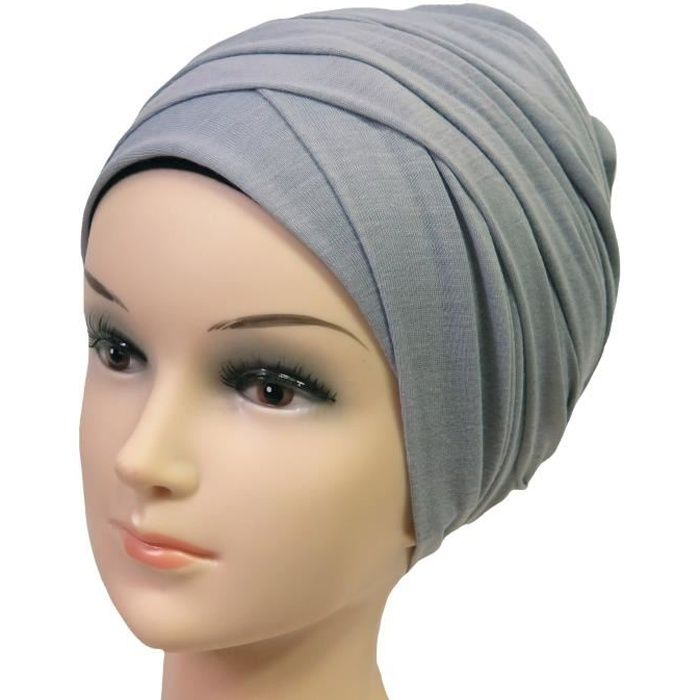 Hijab Femme Foulard Écharpe Turban Châle Islamique, Tissu en Jersey Premium (Gris Clair)