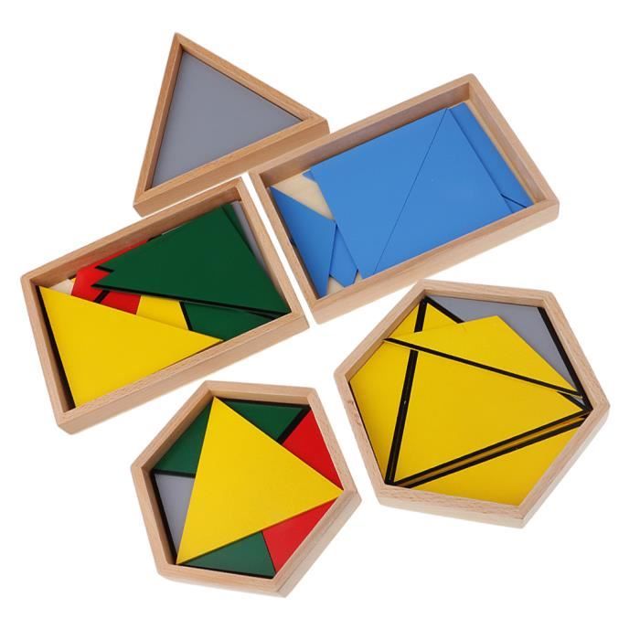5 Boîte De Jouet De Construction De Puzzle Triangle Contructive Pour Montessori Apprendre