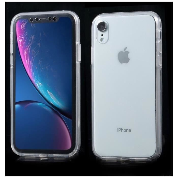 Coque intégrale silicone iPhone XR , Transparent, Protection Anti choc, Classique, Design, Silicone (Transparent)