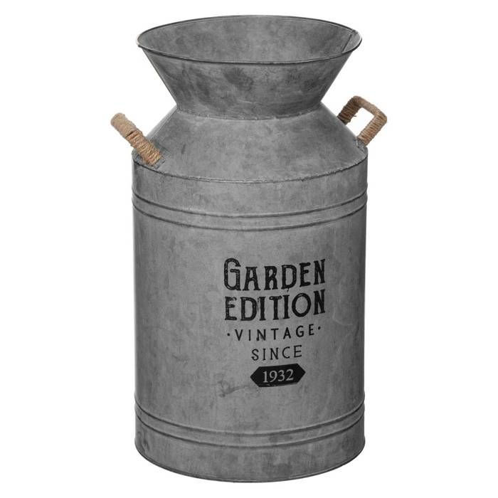 Pot à Lait Déco Vintage "Zinc" 48cm Gris