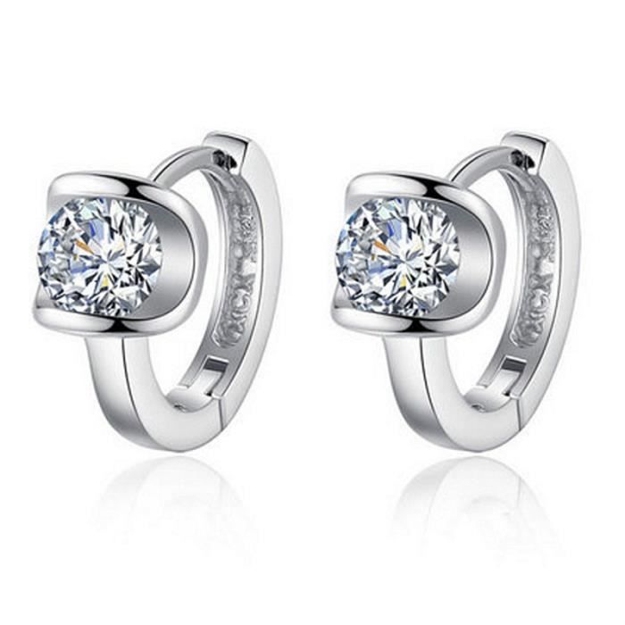 Boucles d'oreilles en zirconium cubique en argent en forme d'U de forme rétro boucles d'oreille en argent sterling haut de gamme