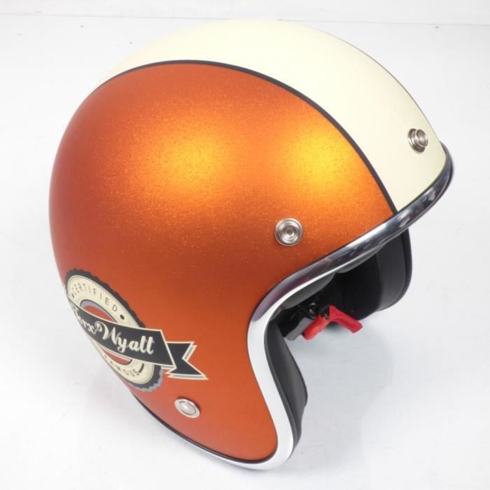 Casque bol jet Torx Wyatt orange beige mat Taille XL moto scooter cyclo custom