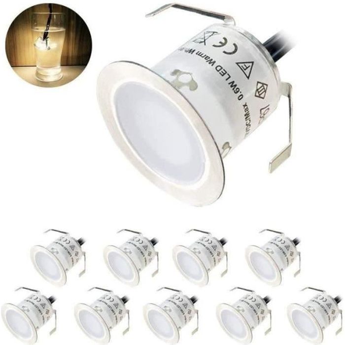 QN34483- 10 Pcs Spots LED Encastrables Extérieur Etanche IP67 pour Terrasse DC 12V Spot Extérieur Lampe de Sécurité Blanc Froid