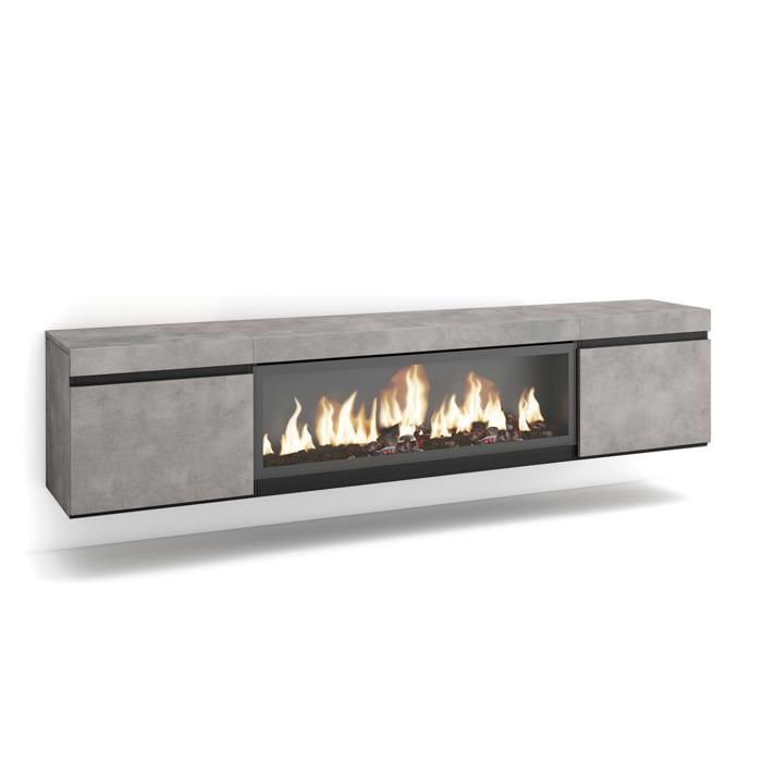 Meuble TV Banc Télé 210 Pour les TV jusquà 80 Cheminée électrique XXL Suspendu Mural Ciment RF3207 Meuble TV Banc Télé 210 Pour les TV jusquà 80 Cheminée électrique XXL Suspendu Mural Ciment RF3207
