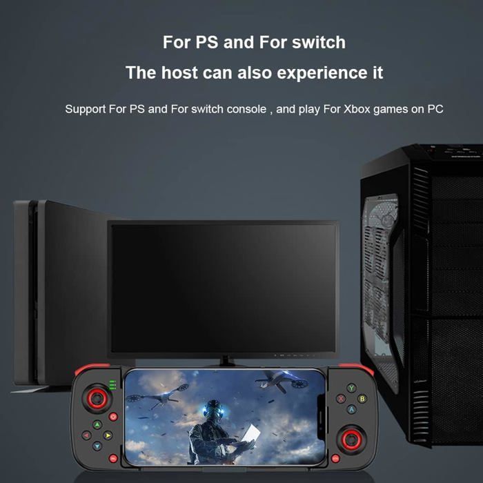 Manette Télescopique PUBG Mobile - Support Téléphone Réglable 4.5-6.5 Pouces - Design Ergonomique Rouge/Noir