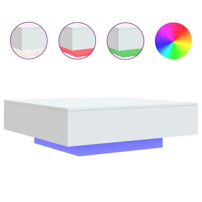 Table basse - CLOUD - avec lumières LED - Blanc - 100x100x31 cm - Pour Salon - 836602