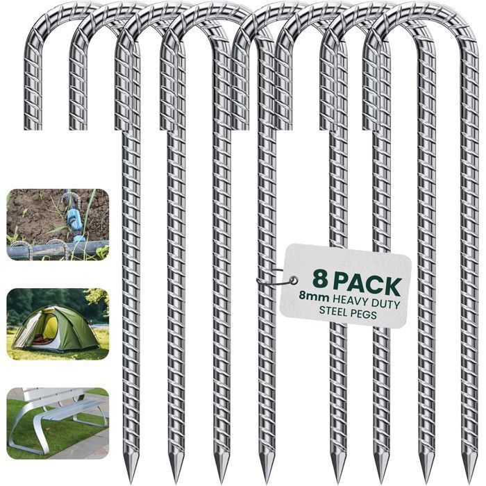 Lot De 8 Piquets De Tente Robustes De 30 Cm Pour Camping, Auvents Et Jardin 8 Piquets De Sol 8 Cercles Lumineux 1 Sac 96549456