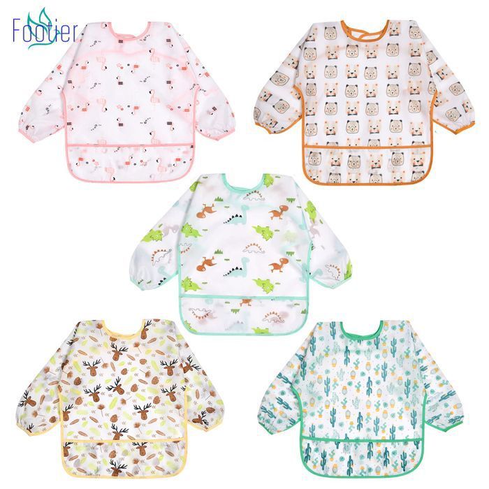 Lot De 3 Bavoirs Bébé à Manches Imperméables – Motifs Adorables, 6-24 Mois, Ultra Pratique Pour Repas Sans Stress