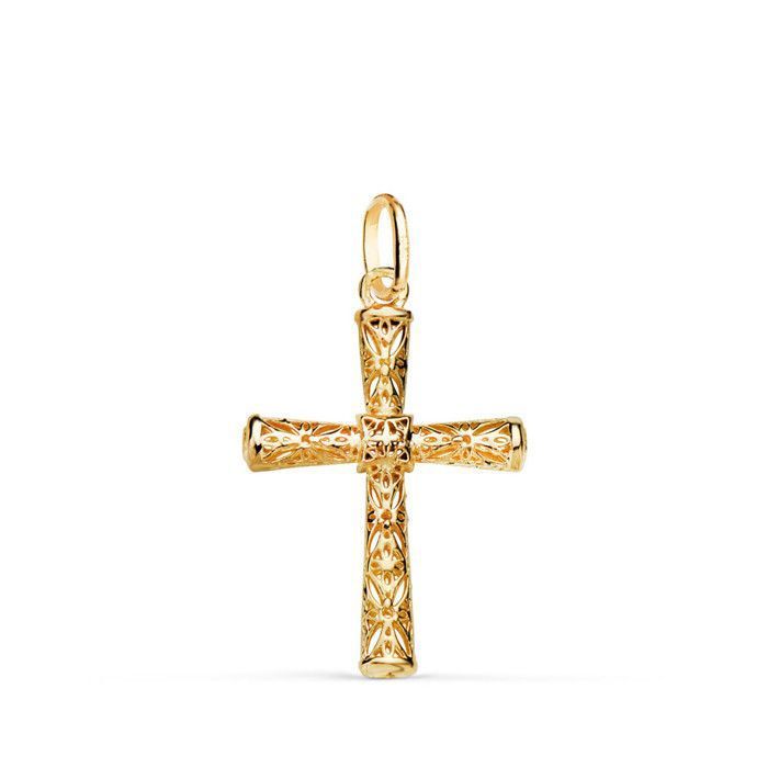 Pendentif - Médaille Croix Or 18 Carats 750 Jaune - Filigrane - Chaine Offerte - 18PC22412 Pendentif - Médaille Croix Or 18 Carats 750 Jaune - Filigrane - Chaine Offerte - 18PC22412