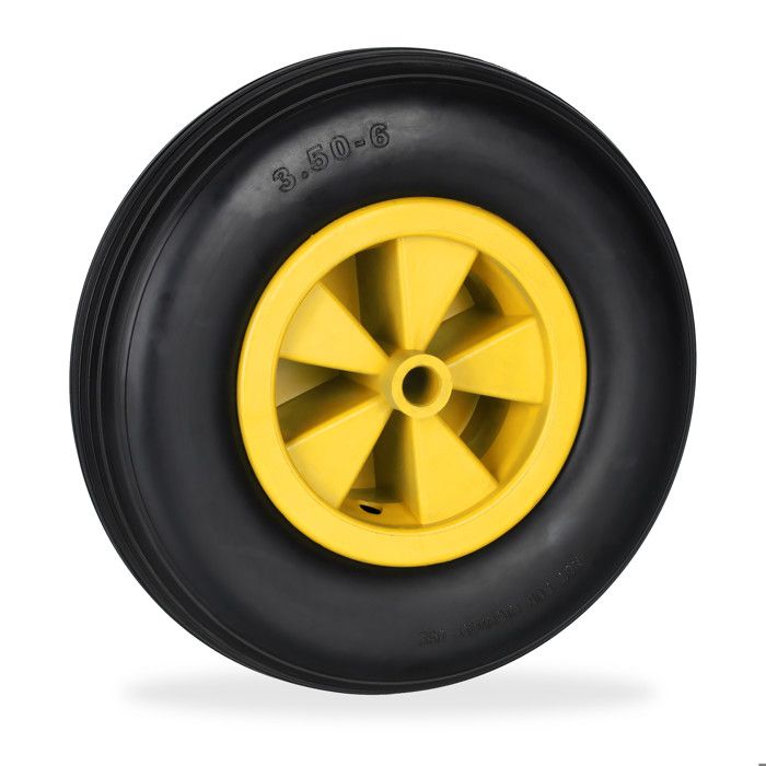 Relaxdays Roue De Brouette 3.50-6, Lot De 2, Caoutchouc, Jante En Plastique Pour Chariot Jusqu A 100 Kg Noir 90806050