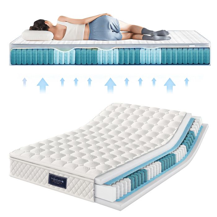 Matelas à Ressorts Ensachés 7 Zones 140x200 cm H3 25 cm Orthopédique Respirant certifié Oeko-Tex