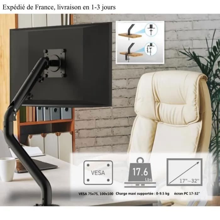 Support Écran PC Moniteur Bras Ecran PC à Ressort à Gaz pou moniteur de ...