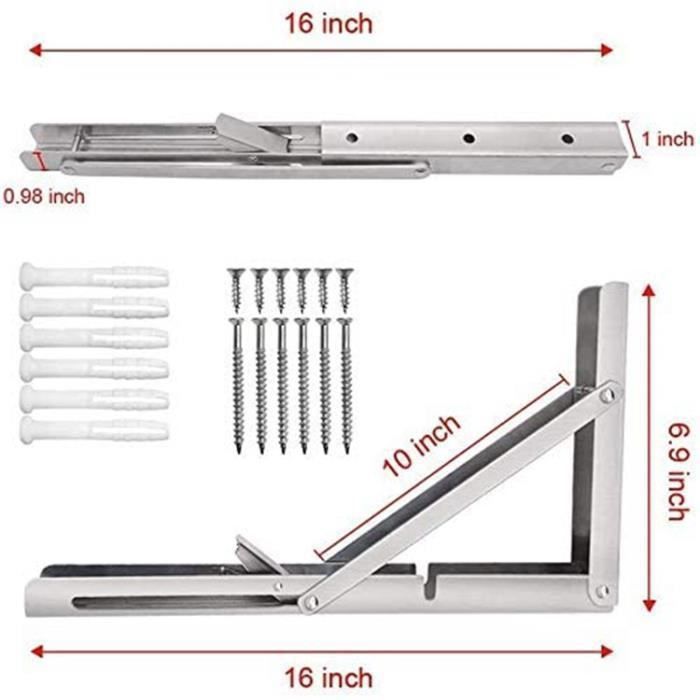 querre Pliante 400mm En Acier Inoxydable Lot De 2 Supports D querre-pliante-400mm-en-acier-inoxydable-lot-de-2-supports-d