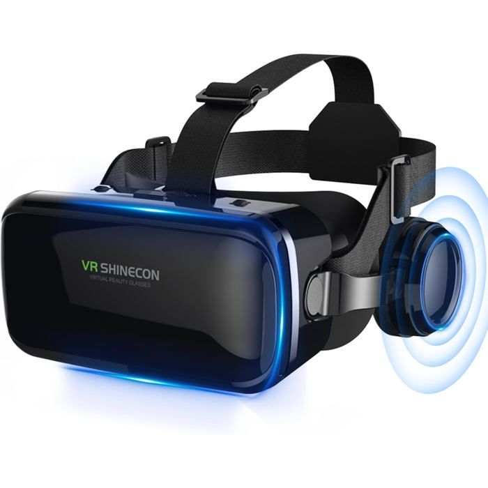 Casque VR 3D FIYAPOO Avec Écouteurs Intégrés – Immersion HD Pour Films & Jeux, Compatible IPhone & Android 4,7-6,6 Pouces – Cadeau Noël Top
