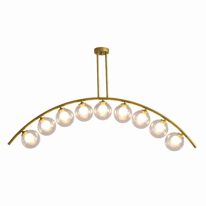 Plafonnier moderne - TCpick - 9 lumières - Transparent - Doré - Réglable - Dimmable - Montage au plafond - G9 - Verre