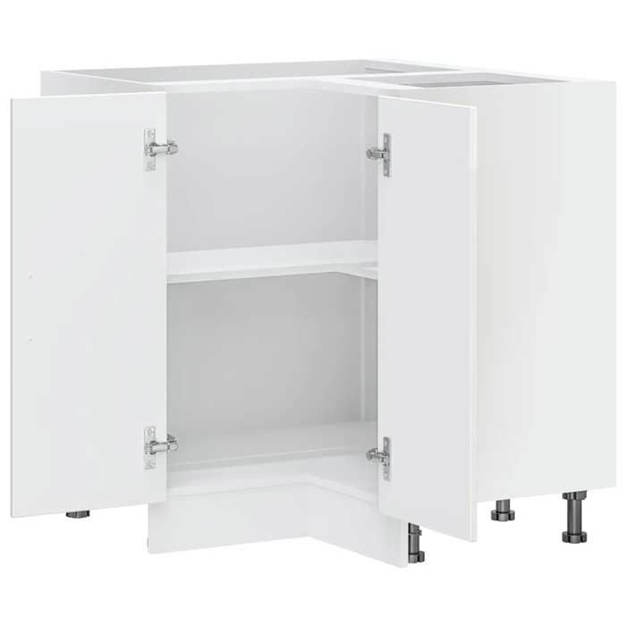 Moderne Placard dangle de cuisine Porto SWEETY Meuble bas de cuisine blanc brillant bois ingénierie 75.5x75.5x81.5 cm BB1087