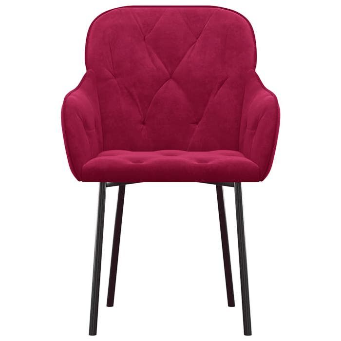 Chaises de salle à manger en velours - MEUBLECHIC - Lot de 2 - Rouge bordeaux - Velours doux - Rembourrage en mousse