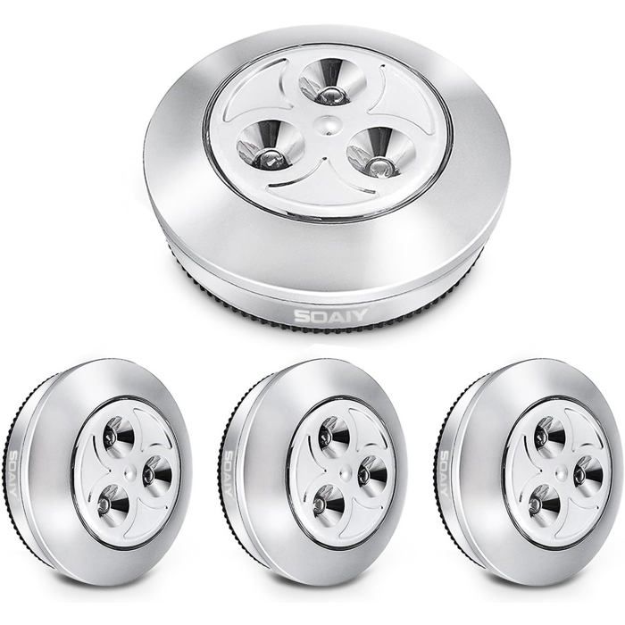 TRAHOO-Lot de 4 Lampe Spot LED Autocollant Éclairage Supplémentaire Alimenté par 3 Piles/Batteries pour Penderie/Placard/Étag[J119]