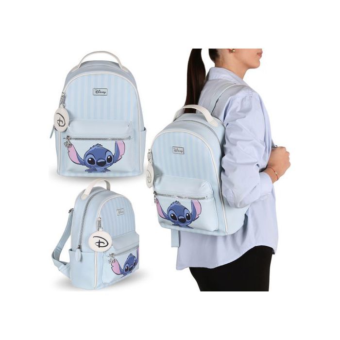 DISNEY Stitch sac à dos en simili cuir pour adolescents sac à dos urbain spacieux pour femmes 24x10x34cm