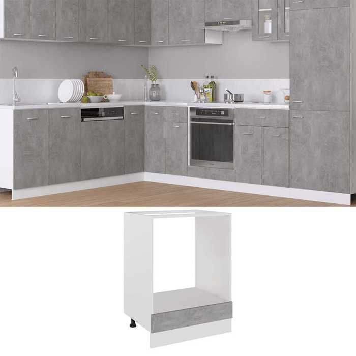 Gris Meuble de four Riga Gris béton 60 x 46 x 815 cm Bois dingénierie - Cabinet de cuisine H7950
