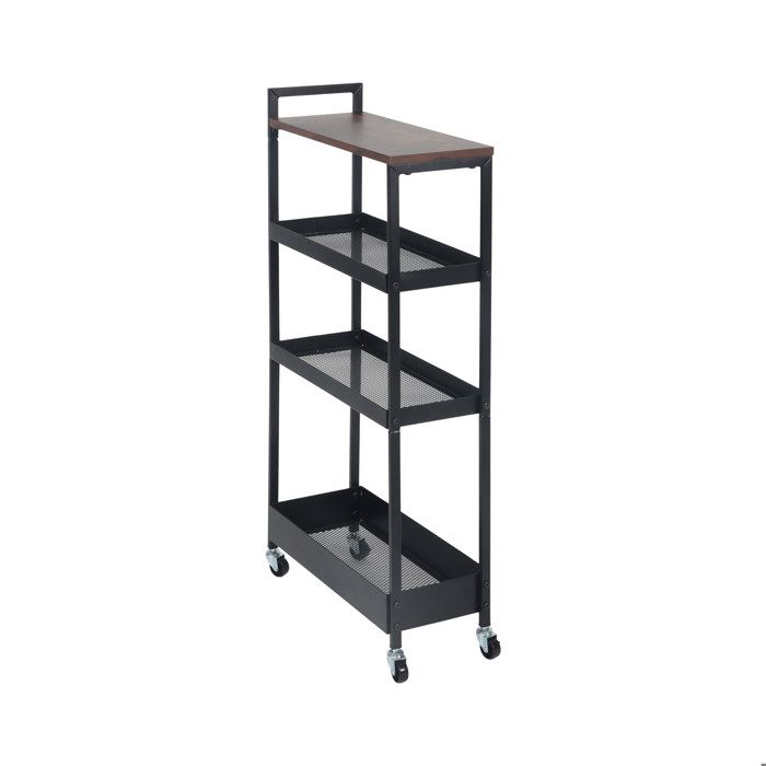 Relaxdays Desserte niche 4 niveaux design industriel 98x20x50 cm salle de bain/cuisine métal brun/noir