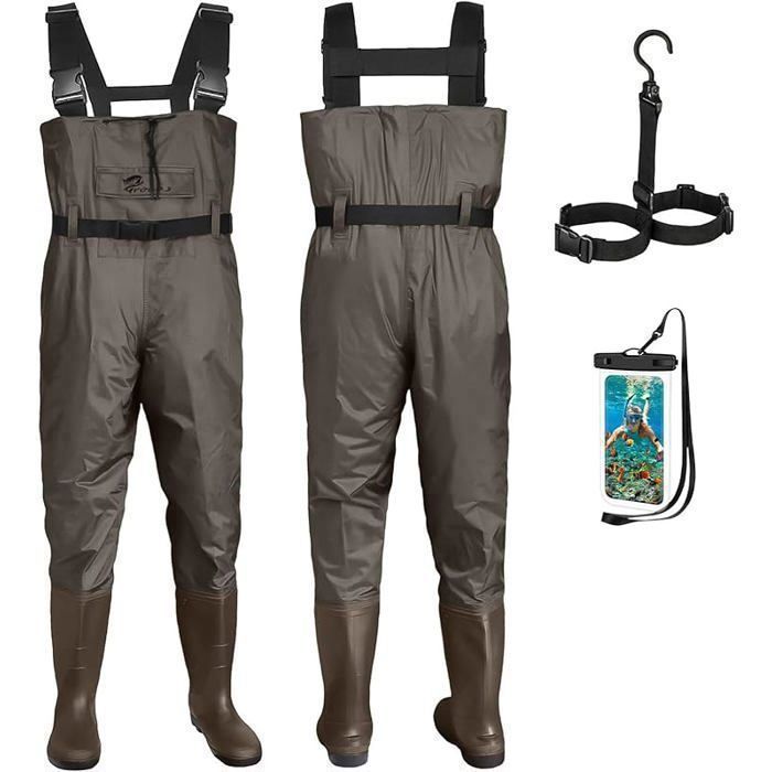 Pantalon de pêche pour homme et femme - Imperméable - En nylon PVC - Avec bottes en caoutchouc - Taille 38-47 - couleurs multiples