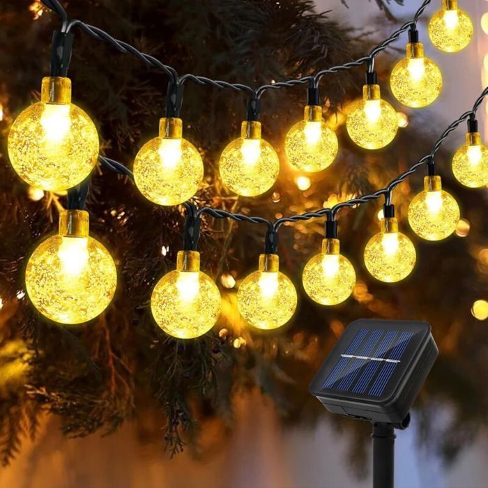 Guirlande lumineuse solaire 12m 100 LED – Étanchéité IP65 – 8 modes déclairage – Pour jardin terrasse balcon mariage