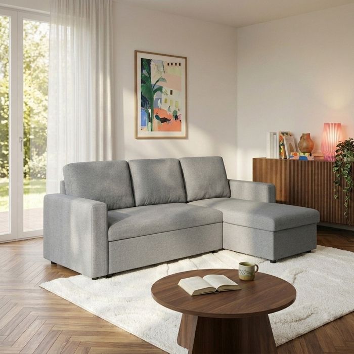 Canapé dangle convertible et réversible SPENA 4 places tissu gris Canapé dangle convertible et réversible SPENA 4 places tissu gris