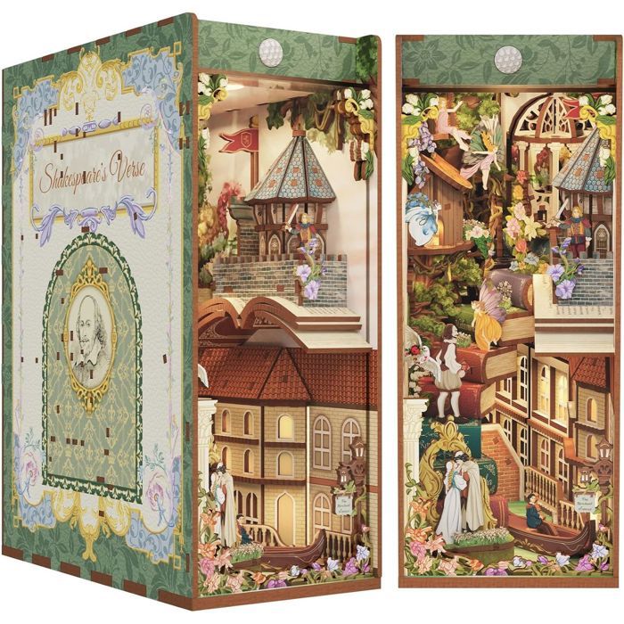 Puzzle 3D - Book Nook Les vers de Shakespeare - Bois - Éclairage LED (détecteur & tactile) - 212 pièces