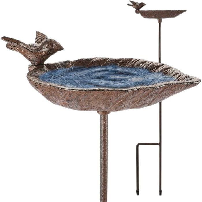 Bain doiseaux sur Pied Résistant aux Intempéries - Mangeoire Bassin pour Oiseaux - Jaune/doré