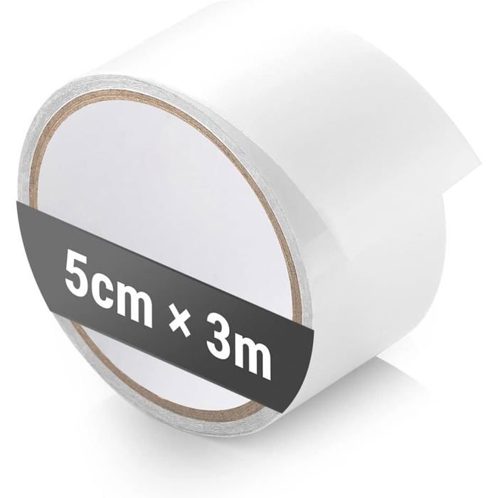 Ruban de Réparation Tente 5 cm x 3 m - Adhésif Étanche Transparent pour Bâche PVC Auvent Gazebo et Camping