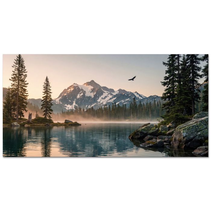 Fond de Hotte - Crédence de Cuisine Protection Murale - Montagnes - Eau - Arbres 60x30 cm Sable - OnlyWow