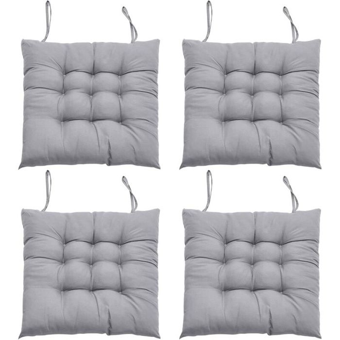 Lot de 4 coussins de chaise à nouer - Confortables - 40 x 40 cm - Conviennent aux chaises de bureau aux jardins etc. Lot de 4 coussins de chaise à nouer - Confortables - 40 x 40 cm - Conviennent aux chaises de bureau aux jardins etc.